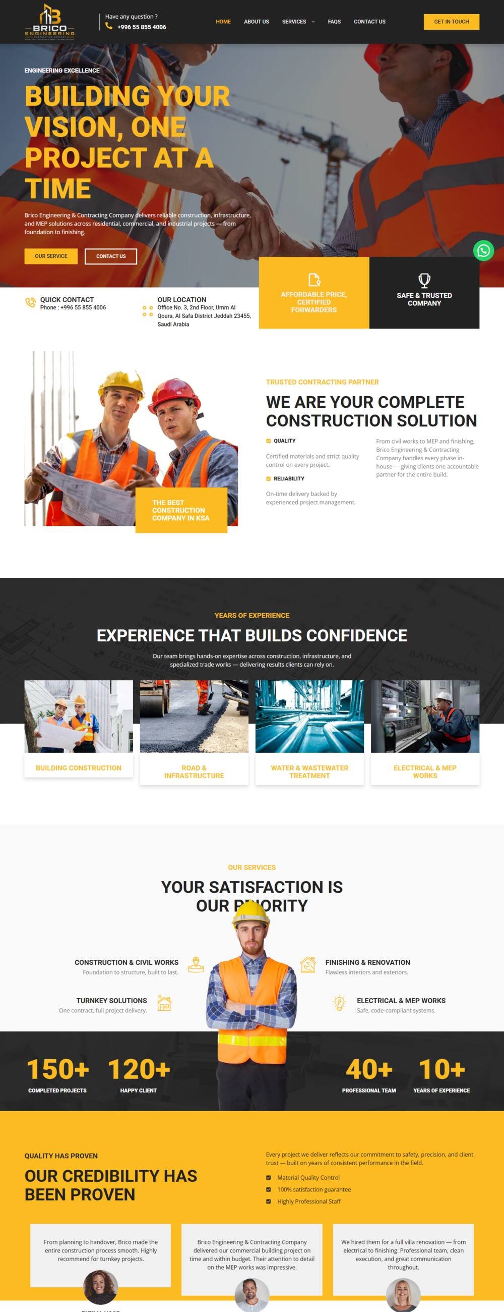 Brico Engineering & Contracting website screenshot