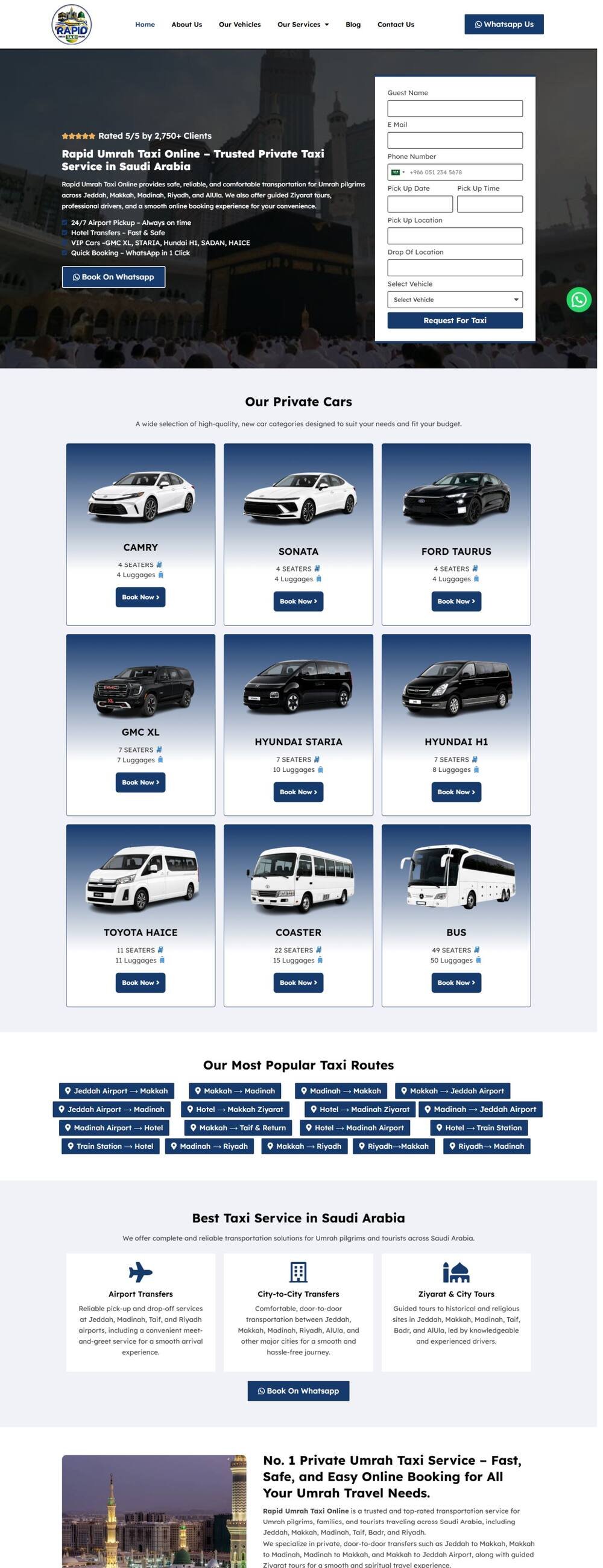 Rapid Umrah Taxi website screenshot